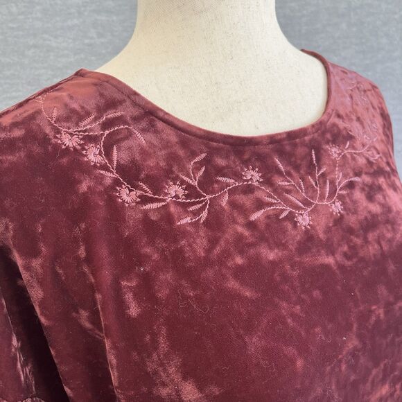 J. Jill Crushed Velvet Embroidered Tunic Top Size M Whimsigoth Holiday Witchy - Picture 3 of 10